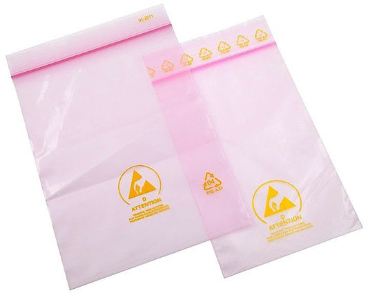 ESD shield® Pink Anti Static Bags (inc warning labels)