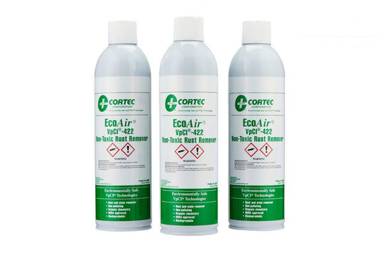 Cortec VpCI® 422 Rust Remover 5 gallon (19 L), 55 gallon (208 L) drums & 14oz EcoAir® Aerosol Spray Cans Valdamarkdirect.com